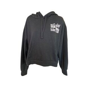 Hurley Black Surf Club EST 1999 Cropped Graphic Hoodie L Y2K Outdoors